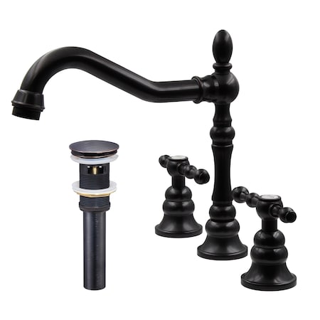 Novatto MILLER Widespread 2-Handle Lavatory Faucet in Oil Rubbed Bronze with Drain NBF-101ORB-PUD